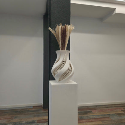 Helix Design-Vase mit sichtbarem Gitterkern und Glaseinsatz für Blumen