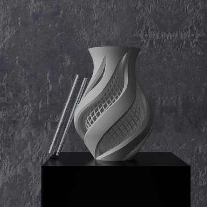 Helix Vase mit Glaseinsatz präsentiert